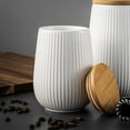 thumbnail image 2 of Thyme & Table, Medium Ceramic Ribbed Kitchen Organization Canister with Bamboo Lid, White, 2 of 6