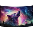 thumbnail image 4 of FREEAMG Wolf Howl Tapestry Hippie Wall Hanging Tapestries Aesthetic Decorative for Living Room Bedroom Ceiling 60x40In, 4 of 7