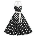 thumbnail image 2 of YYUIJK Vintage Women 1950s Rockabilly Swing Dress Pinup 50s Retro Hepburn Style Halterneck A-Line Dresses Black XL, 2 of 5