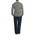 thumbnail image 3 of Mr. Sleep Adult Men's Flannel Pajama Big and Tall Pant and Long Sleeve Henley Cotton Button Down PJ Shirt Set - Charcoal Grey with Navy Plaid - XXXL, 3 of 4