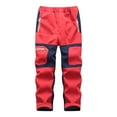 thumbnail image 2 of ZCFZJW Kids Youth Snow Pants, Warm Fleece Skiing Hiking Snowboard Pants for Boys and Girls Waterproof Windproof Outdoor Elastic Waist Insulated Pants Red 11 Years, 2 of 8
