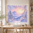 thumbnail image 5 of Snowy Peaks Above Layered Forests Beyond an Open Window, Dreamy Digital Art for Nature Lovers, Alpine Decor, Christmas Gift, Tapestry Wall Hanging for Bedroom and Living Room, 5 of 7