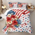 thumbnail image 2 of Manfei Watercolor Flowers Stars Twin Quilt Set,Us Flag 4Th Of July Twin Coverlet Set,Red White Blue,2-Piece, 2 of 7
