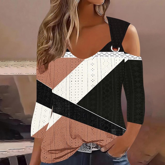 RXIRUCGD Blouse Décontractée à Rayures à Manches Courtes pour Femmes, Marron, Taille: TG