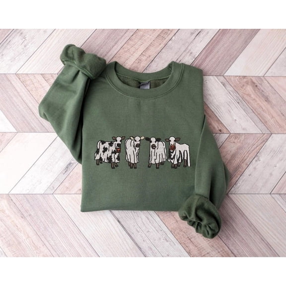 Embroidered Cow Halloween Sweatshirt
