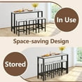 thumbnail image 5 of Dining Table Set for 3, Modern Kitchen Table Set with 3 Stools, Extra Long Bar Table Set, Wooden Pub Table and Chairs Set, Saving Space Patio Restaurant Bistro Table Set, Gray, JA2869, 5 of 11