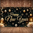 thumbnail image 3 of Gold Silver Decor Happy New Year Banner Snowflake Design Festive Backdrop Candle Accent Golden Lettering Holiday Background for New Year Party Indoor Decoration Holiday Celebration, 3 of 9