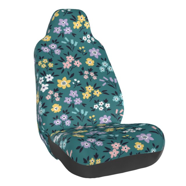 Wukai Floral Full Set Car Seat Covers with Soft Padding Universal Auto Front Seats Protector and Cushion Mat