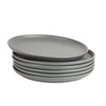 thumbnail image 4 of 10 Strawberry Street Double Line 10.5" Round Stoneware Dinner Plate, Set of 6, Matte Gray, 4 of 5