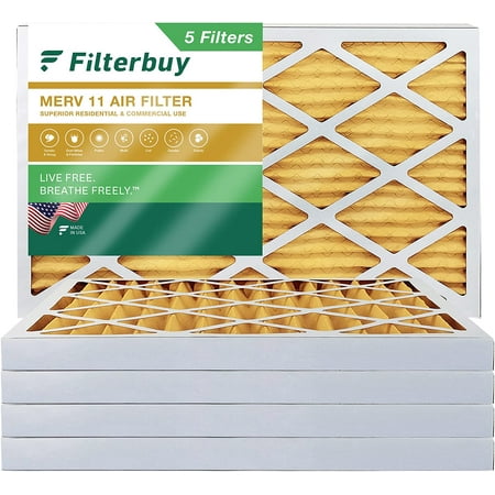 

Filterbuy 12.75x21x2 MERV 11 Pleated HVAC AC Furnace Air Filters (5-Pack)