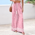thumbnail image 2 of Women Plus Size Pants Wide Leg Palazzo 2026 Summer Boho Trousers Spring Flowy Beach Vacation Wear, #02 Pink, M, 2 of 6