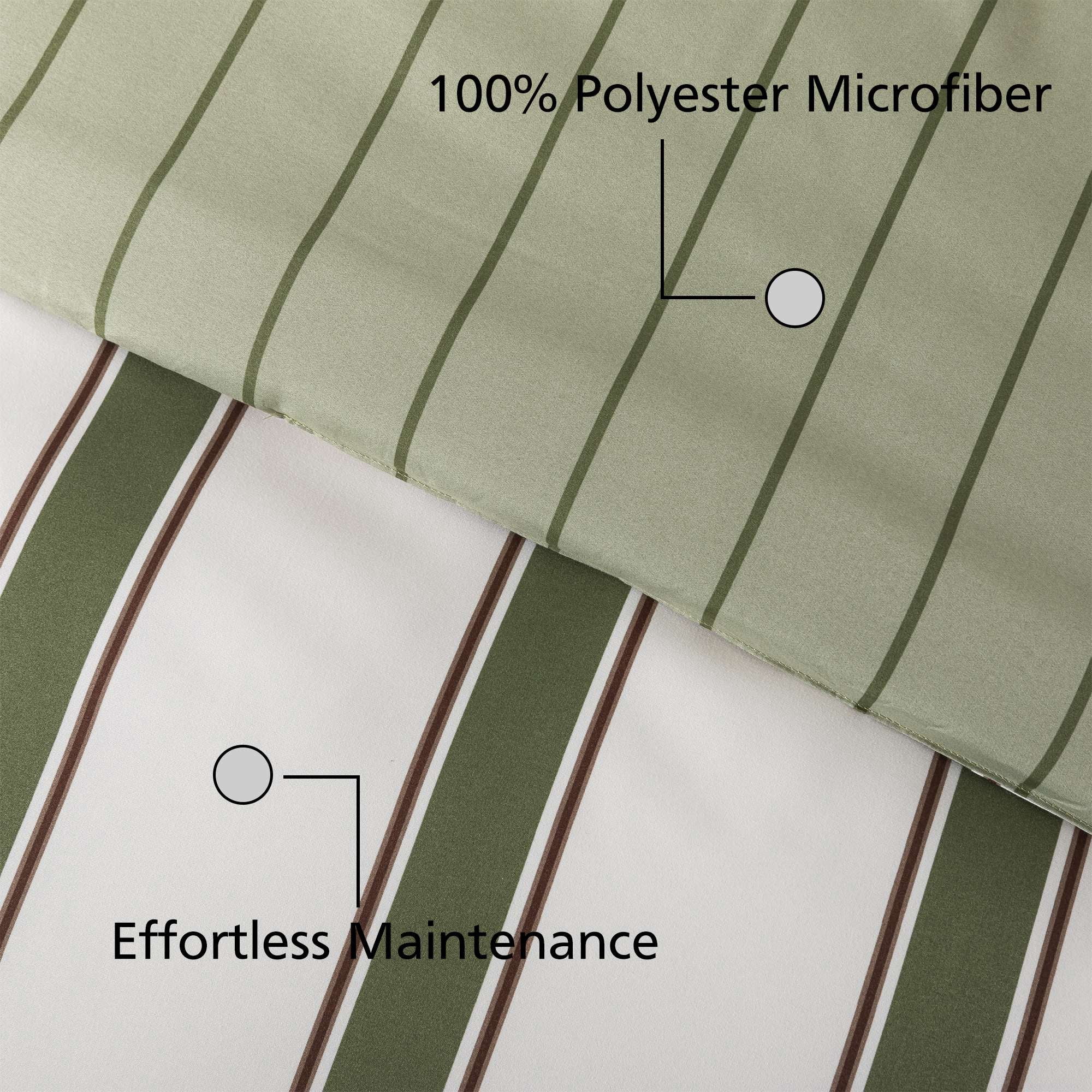 Mainstays King Comforter Set, All-Season, 3-Piece, Green Stripe