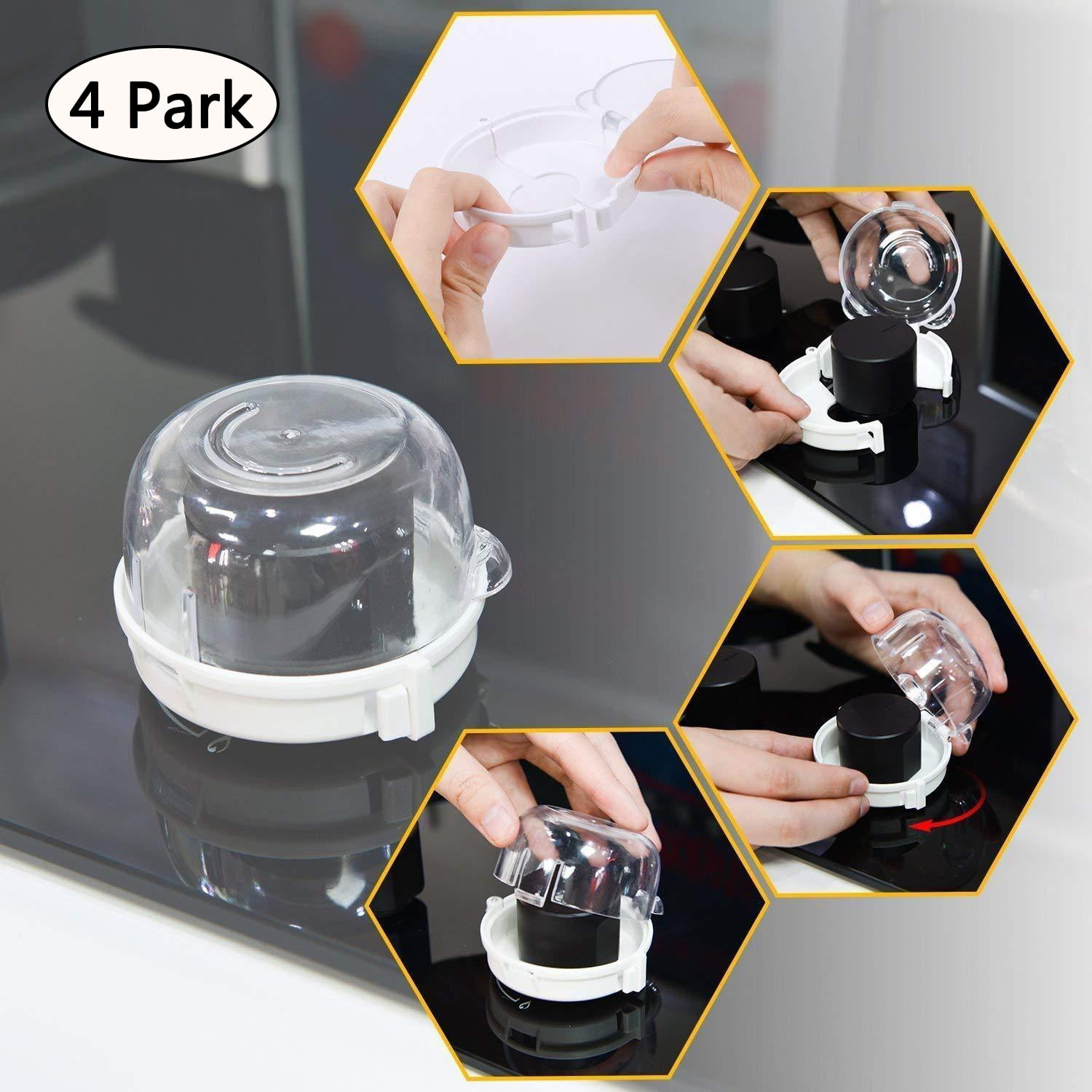 VONTER Safety-Novelty Child-Proof Stove Knob Covers: Strong 2020 Upgraded Heat Resistant Model | Please Measure Your Knob First | 4 Pieces Optional 3M Strongest Adhesive Included | Baby & Kids Kitchen