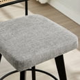 thumbnail image 4 of Zesthouse 26.2" Swivel Counter Height Bar Stools Set of 2, Upholstered Linen Counter Stools with Rattan Back, Mid Century Barstools with Solid Wood Frame for Kitchen Island, Grey, 4 of 13