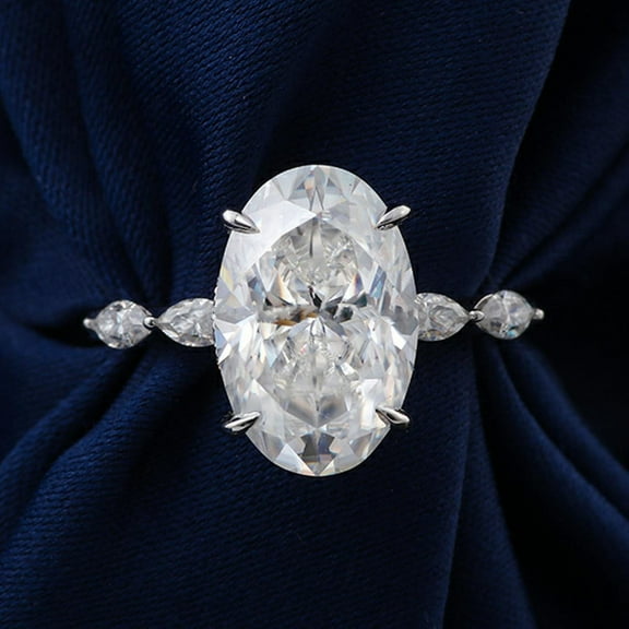 solitaire jewels 3.75CT Oval Moissanite Hidden Halo Engagement Ring For Women, 14K Yellow Gold