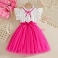 thumbnail image 2 of Summer Dresses for Girls Fashion Fly Sleeve Crewneck Mini Sundress Cute A Line Princess Dress with Bowknot Size 3-10, 2 of 5