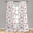 thumbnail image 2 of Magnolia Window Curtains, Modern Simple Design Flowers Boho with Leaves on Plain Backdrop Print, Lightweight Decor 2-Panel Set with Rod Pocket, Pair of - 28"x84", Magenta Pale Pink White, by Ambesonne, 2 of 3