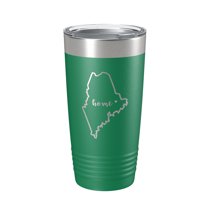 Maine Tumbler Home State Travel Mug Insulated Laser Engraved Map Coffee Cup 20 oz Green