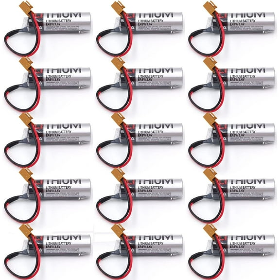 (Pack of 15) ER6V/3.6V 2400mAh PLC Battery Lithium Battery with Plug for Mitsubishi M64 System