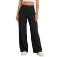 thumbnail image 2 of FNFYFH Women's Wide Leg Yoga Pants with Pockets Stretchy Cargo Work Dress Pants High Waisted Travel Scrub Trousers, 2 of 10