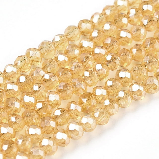 Electroplate Glass Beads Strands Pearl Luster Plated Faceted Rondelle Moccasin 2.3~2.7x2mm Hole: 0.4mm about 150~155pcs/strand 32~33cm