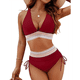 thumbnail image 1 of Bikini de Dos Piezas para Mujer, Cintura Alta, Cuello Halter, Traje de Baño Adelgazante, Rojo, Talla XL, 1 of 7
