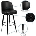 thumbnail image 3 of Emma + Oliver 2 Pack Metal Barstool with Swivel Black Vinyl Upholstered Bucket Seat and Footrest, 3 of 14