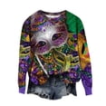 thumbnail image 4 of Chandails à Manches Longues pour Femmes Mardi Gras, Chandails à Paillettes pour Femmes Mardi Gras, T-Shirts à Paillettes pour Femmes avec Masque Graphique, T-Shirts à Manches Longues pour Carnaval, T-Shirts à Col Rond pour Fête, Hauts de Carnaval, 4 of 4