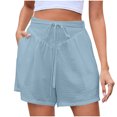 thumbnail image 2 of Pants for Women Elastic Waist Drawstring Summer Solid Color Side Pocket Shorts, 2 of 6