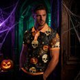 thumbnail image 2 of JULMCOMO Halloween Polo Shirts for Men Pumpkin Skull Spider Web Print Short Sleeve Collared Trendy Loose Fit Golf Shirts Party Graphic Tees Saffron 2XL, 2 of 9