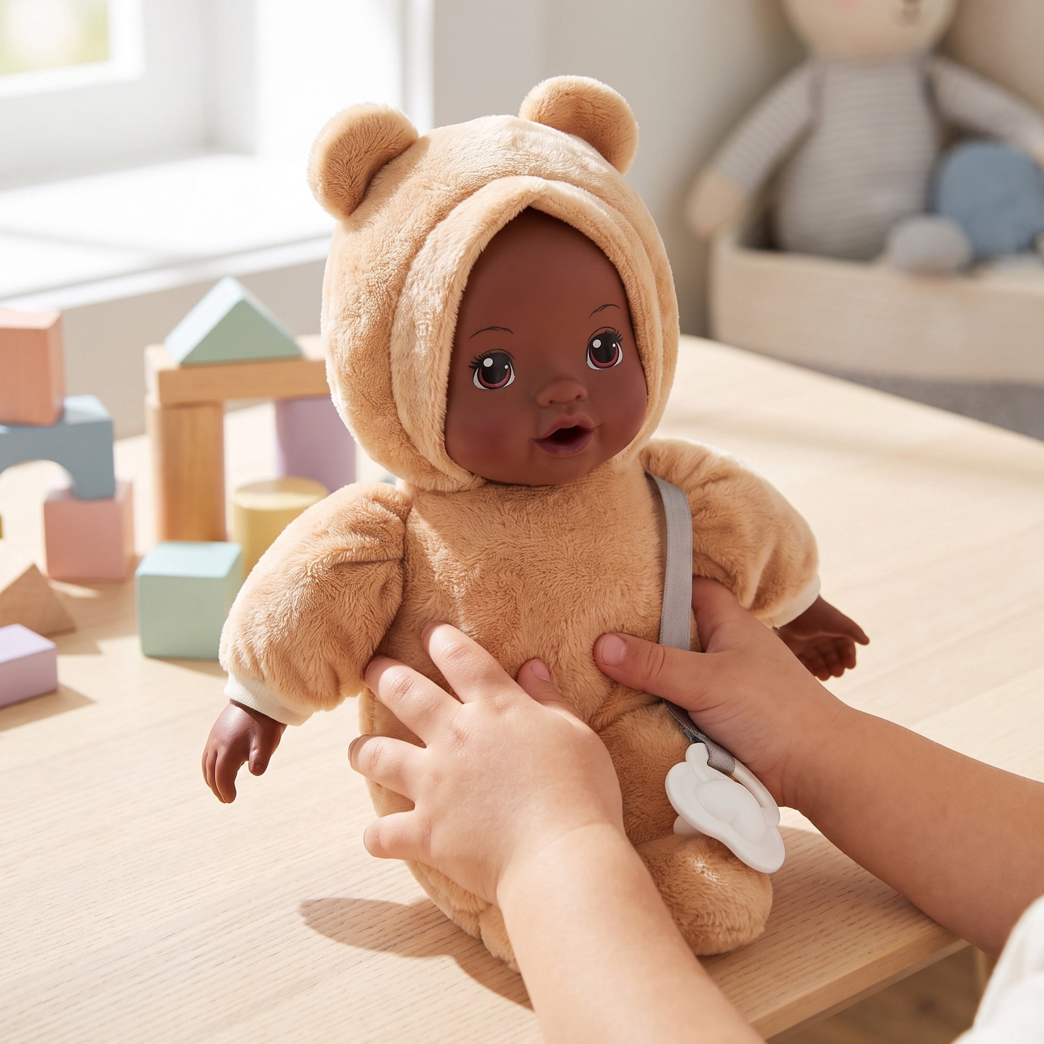 My Sweet Love 10-Inch Snuggly Baby Doll with Pacifier, Beige Bear Outfit