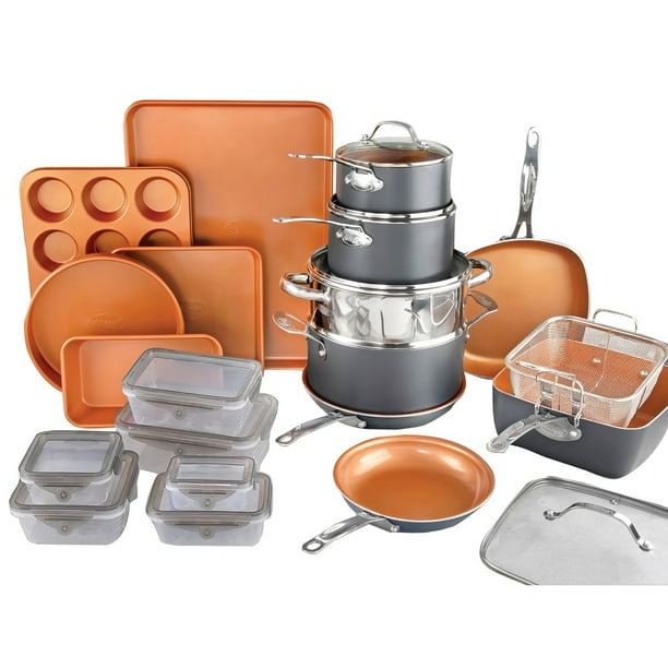 Gotham Steel 32 Piece Cookware Set, Bakeware and Food Storage Set