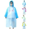 thumbnail image 5 of Xfvqtps Children Raincoat with Hooded Long Adjustable Drawstring Color Blocking Reusable Transparent Button Waterproof Cycling Hiking Rain Jackets Rain Poncho Blue, 5 of 5