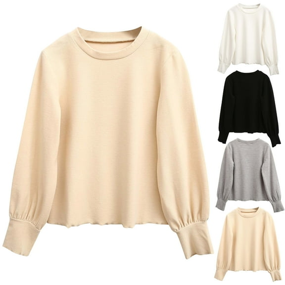 Ashirexll Girls Long Sleeve Shirts, Fall Shirts, Children Fall Tops Solid Color Shirt Long Sleeve Girls Round Neck Blouses