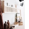 thumbnail image 3 of Wooden Magazine Wall Rack with Rattan File Holder Rattan Bookcase, 3 of 5