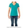 thumbnail image 4 of Playera Fruit Of The Loom para Mujer, Cuello V Manga Corta Azul Claro Talla  G, 4 of 4
