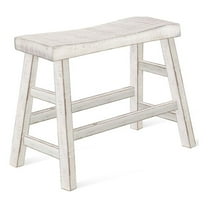 Pemberly Row 24" Farmhouse Mahogany Wood Bench in White Sand