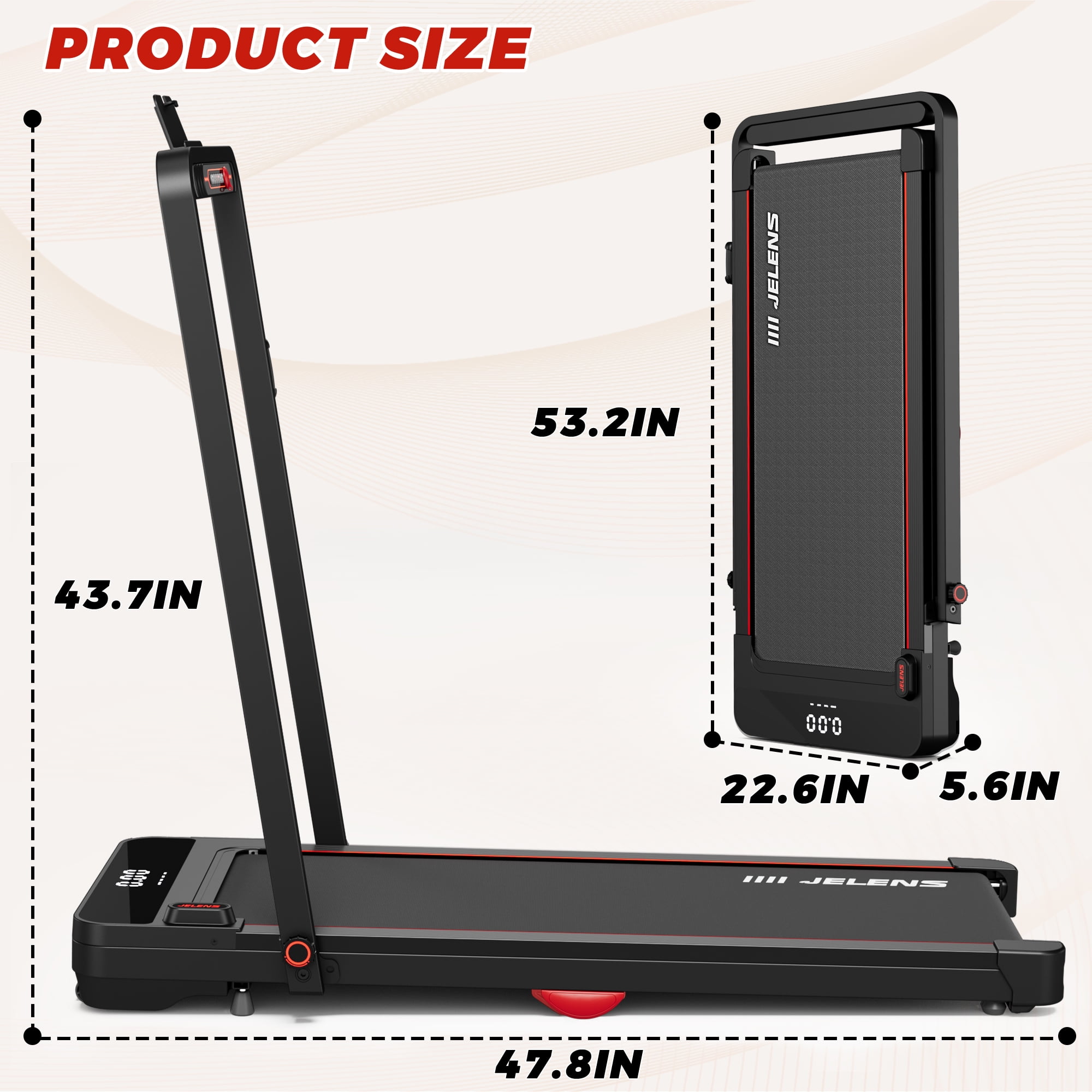 FORGEMUS 2 in 1 Treadmill, 2.5HP Walking Pad Folding Treadmill with Remote Control and LED Display, Portable Under Desk Treadmill for Home Office with 265lbs Weight Capacity
