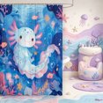 thumbnail image 2 of Manfei Cute Axolotl Shower Curtain 72Wx84L,Watercolor Ocean Animal Bathroom Shower Curtain, 2 of 5