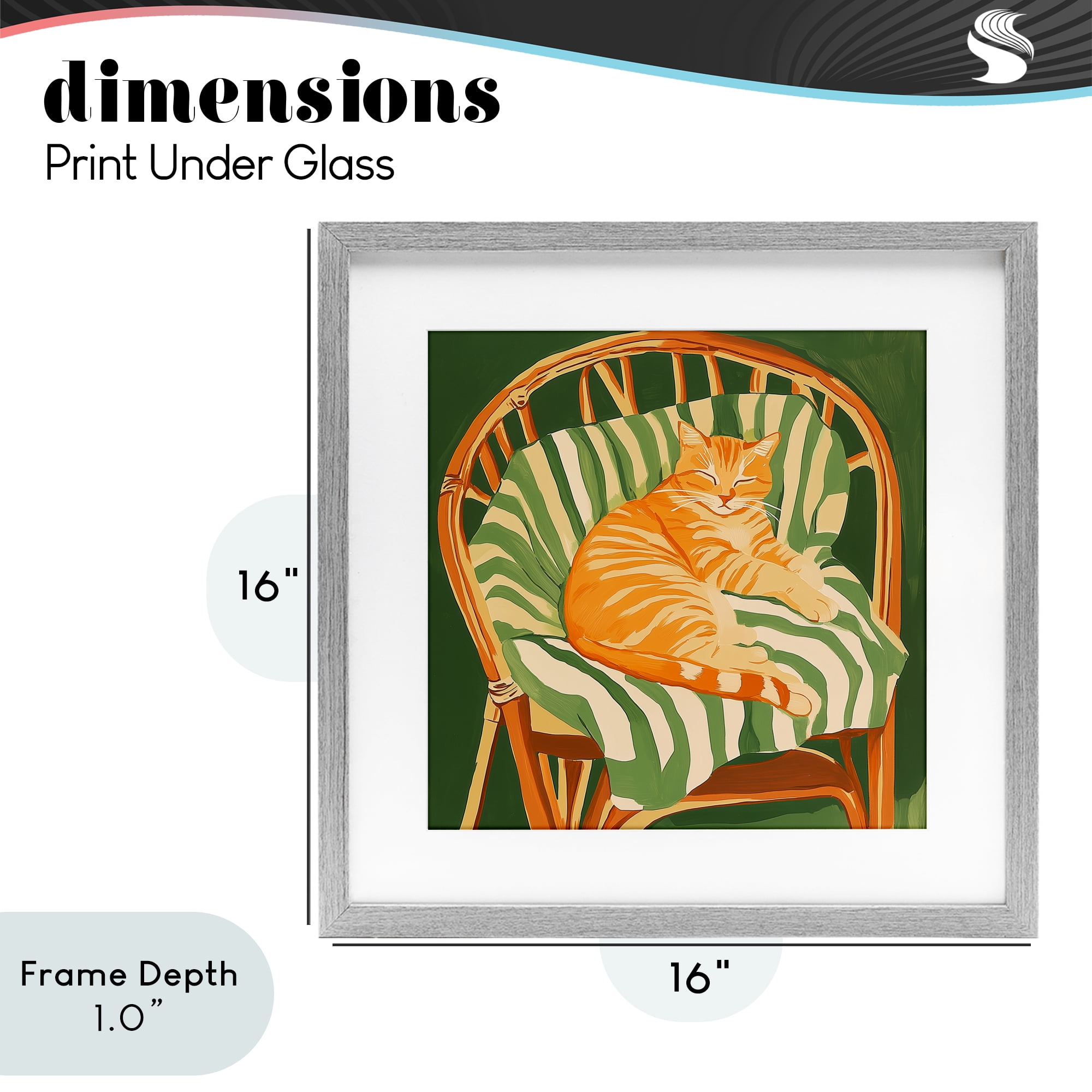 Stupell Industries Cat In Rattan Chair Gray Framed Print Under Glass, design by Walker Noble