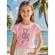 thumbnail image 2 of [Vibrant Style] Girls' Soft Cotton Knit T-Shirt with "Life is Better with Cats" Graphic - Casual Round Neck Tee, Pink Cat Print, Breathable Summer Top for Youngsters, Youngsters Summer Clothing | Cat, 2 of 7
