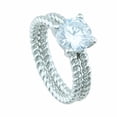 thumbnail image 2 of 925 Sterling Silver Rope Solitaire Promise Rings for Her Wedding Ring Set Make Great Birthday Gifts for Women, 2 of 7