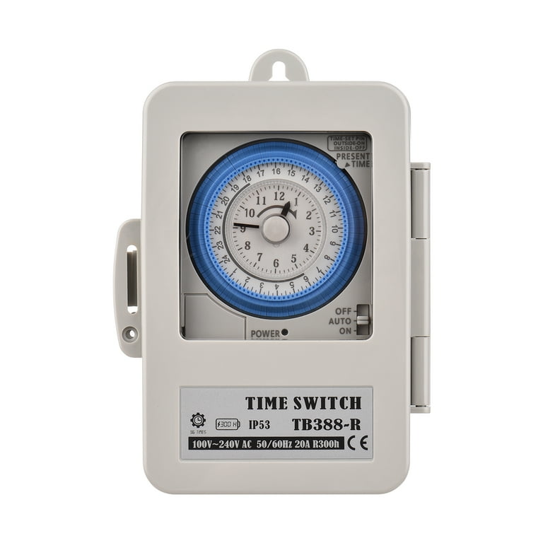 Carevas Mechanical 24 Hours Timer Switch IP53 Rating Programmable  Electrical Timer Switch Box AC 15 Minutes Interval 96 Times ON/ OFF with  Mounting