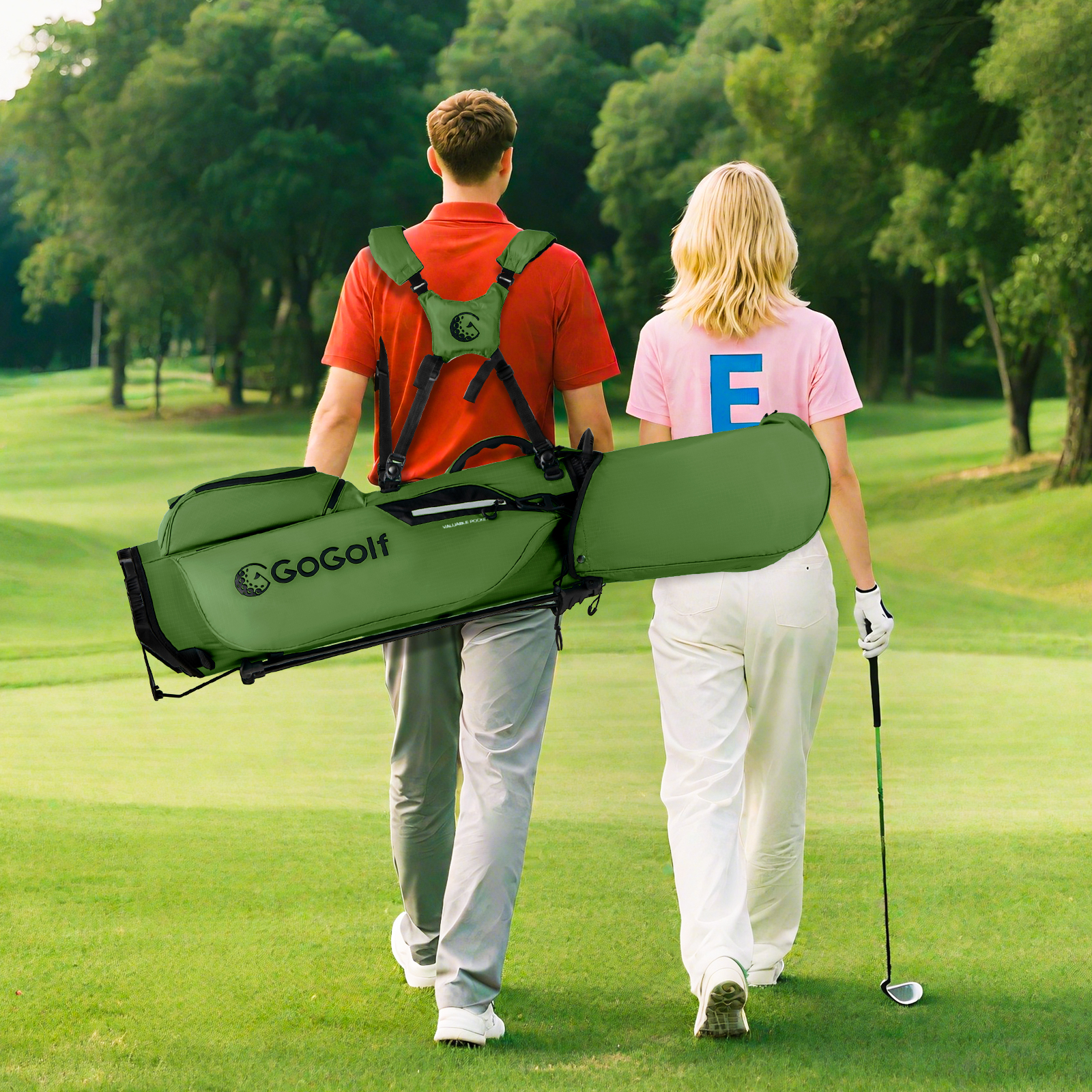Gymax 8-Way Golf Stand Bag w/ 5 Pockets Lightweight Portable Golf Club Bag Handles Green