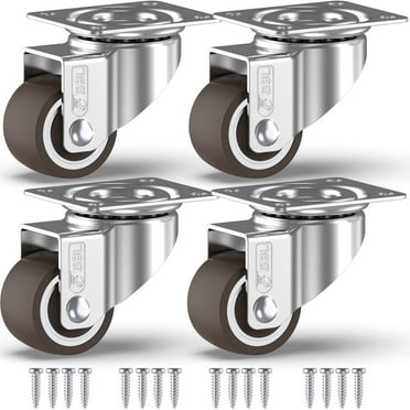 GBL 1"  Small Caster Wheels   Screws - 90Lbs, Low Profile Castor Wheels with Brakes, Casters Set of 4
