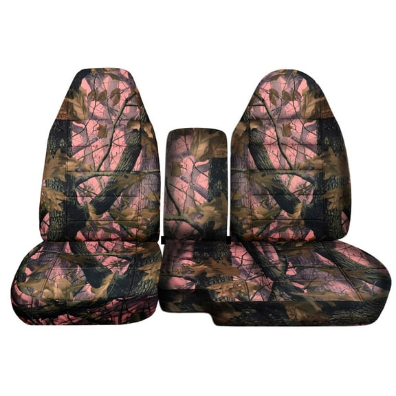 Fits 2004-2012 Ford Ranger Camo Seat Covers 60/40 Bench w Opening Console:Pink Tree
