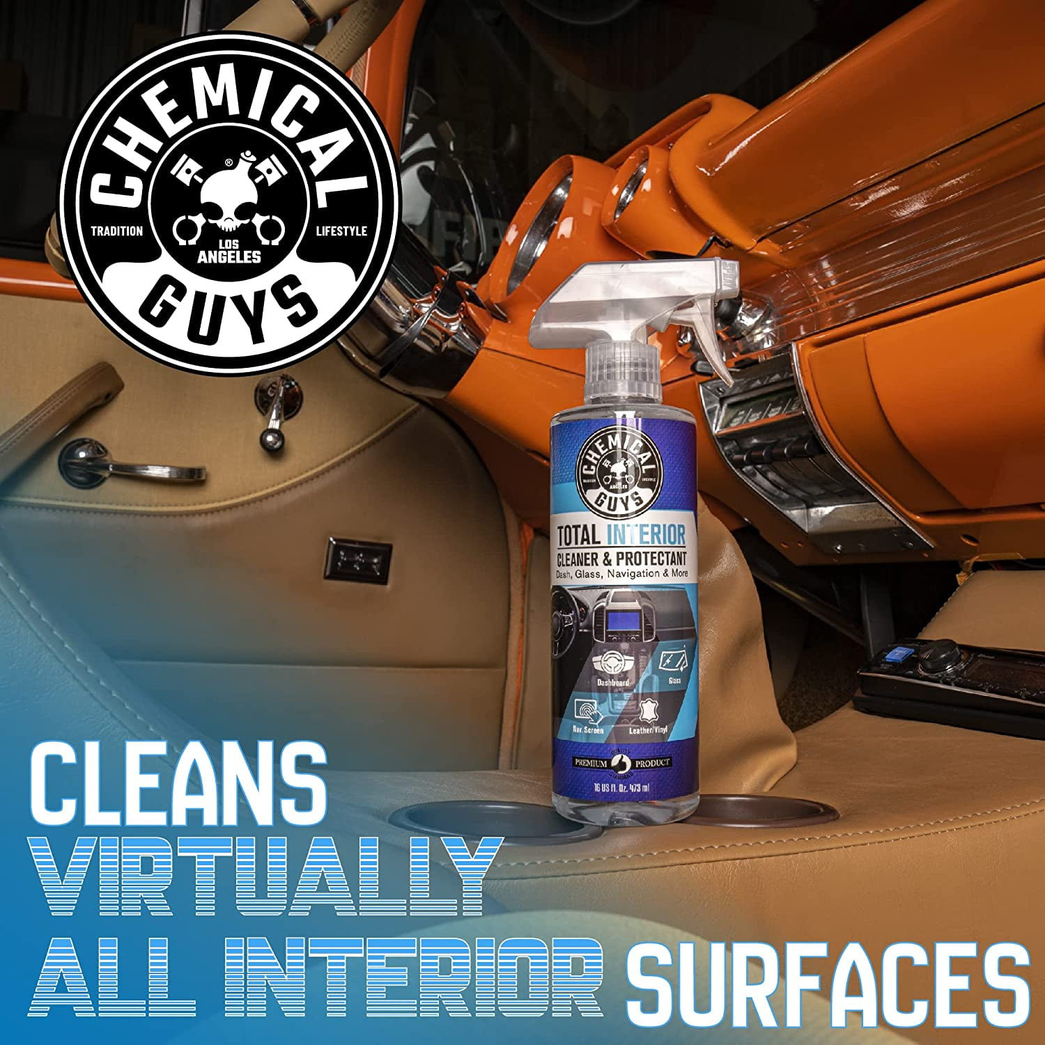 Chemical Guys SPI22016 Total Interior Cleaner and Protectant, Safe for  Cars, Trucks, SUVs, Jeeps, Motorcycles, RVs & More, 16 fl oz