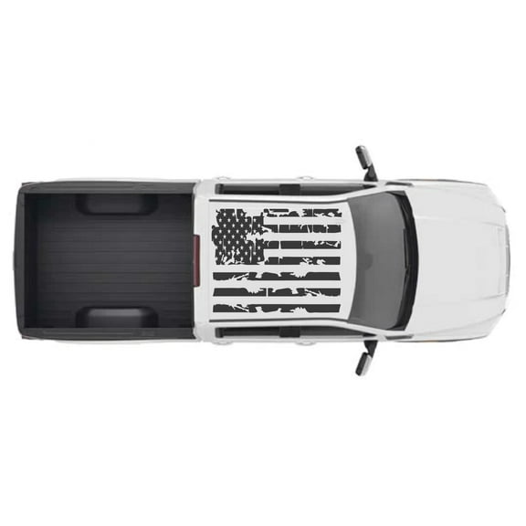 AnyStickerYouWant - Rooftop USA American Flag Decal Sticker Fits on & Compatible with GMC Sierra Truck - Truck Full Roof Flag Decal Sticker Kit - Distressed or Regular