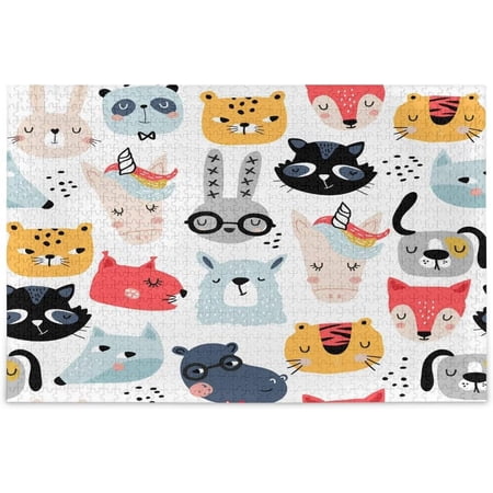 BESTKITTY 1000 Piece Jigsaw Puzzle for Adults Kids, Funny Animals Puzzle Wooden Jigsaw Puzzle Family Game Intellective Toys Wall Art Work for Educational Gift Home Decor
