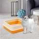 thumbnail image 4 of Heightening Semi Enclosed Cat Deep Toilet Anti Splashing Container Sifting Pet Litter Tray for Indoor Cats, Orange, 4 of 5
